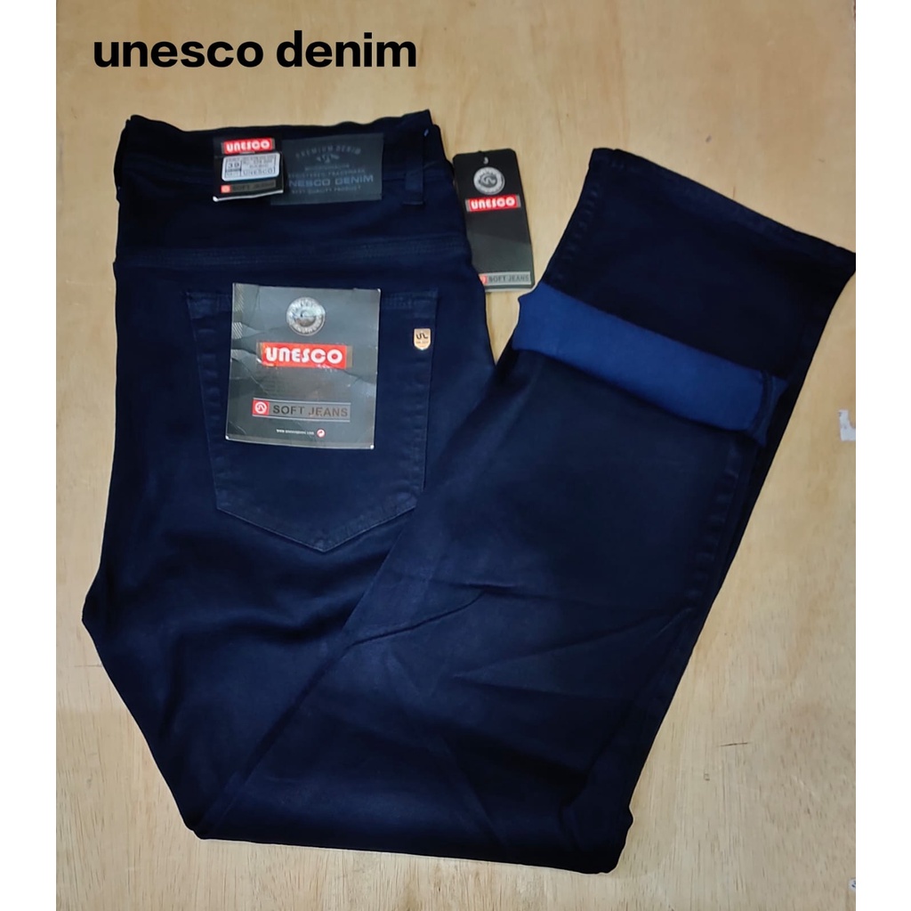 Bayar Di Tempat Celana jeans reguler fit unesco denim// Celana softjeans besic Pria Warna Hitam Peka