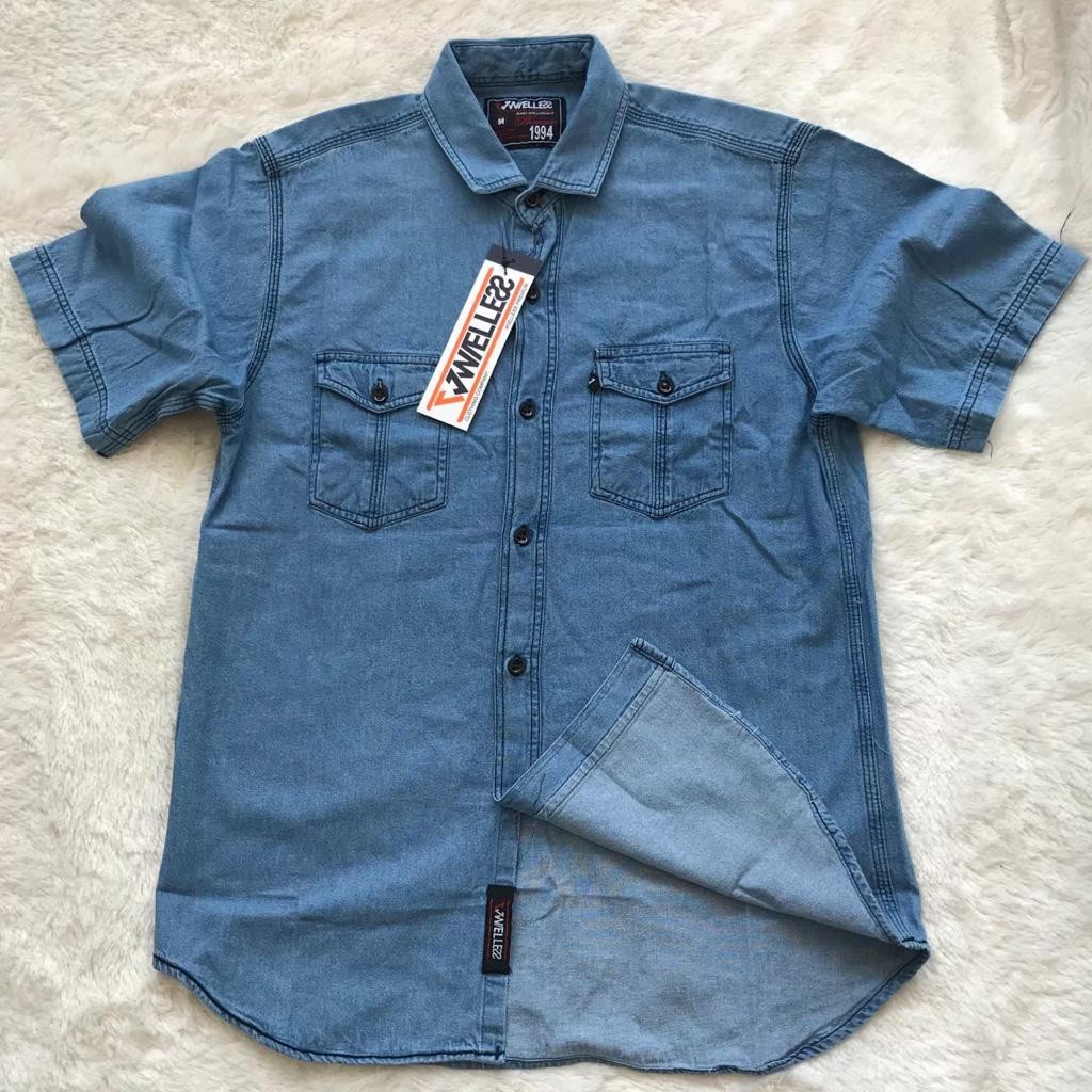 Kemeja Pria Lengan Pendek / Kemeja Jeans Pria / Kemeja Jeans Lengan Pendek / Kemeja Jeans Pria Impor