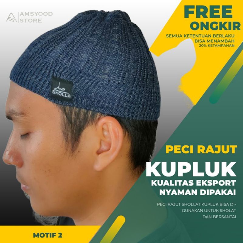 Peci Rajut Kupluk SHOLLA / Peci Rajut Kupluk Sholat Dewasa / Peci Rajut Kupluk Sholat Mahkota Surgaw