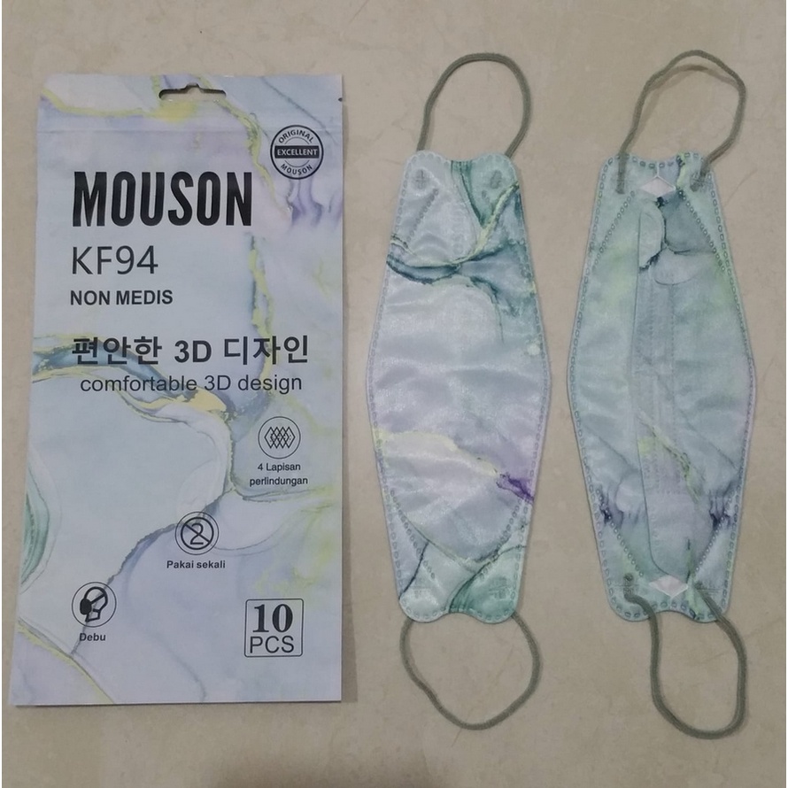 Mouson Masker KF94 Motif / Masker Earloop KF94/ Fashion /Masker Marble Korea Face Mask isi 10 pcs
