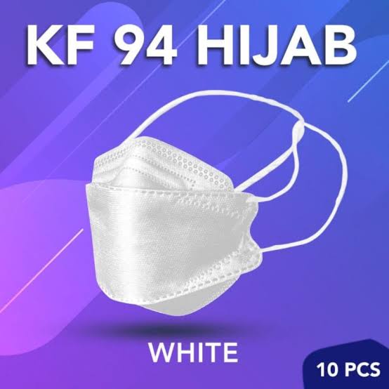 masker hijab headloop kf94 hitam putih isi 10pcs masker muslim