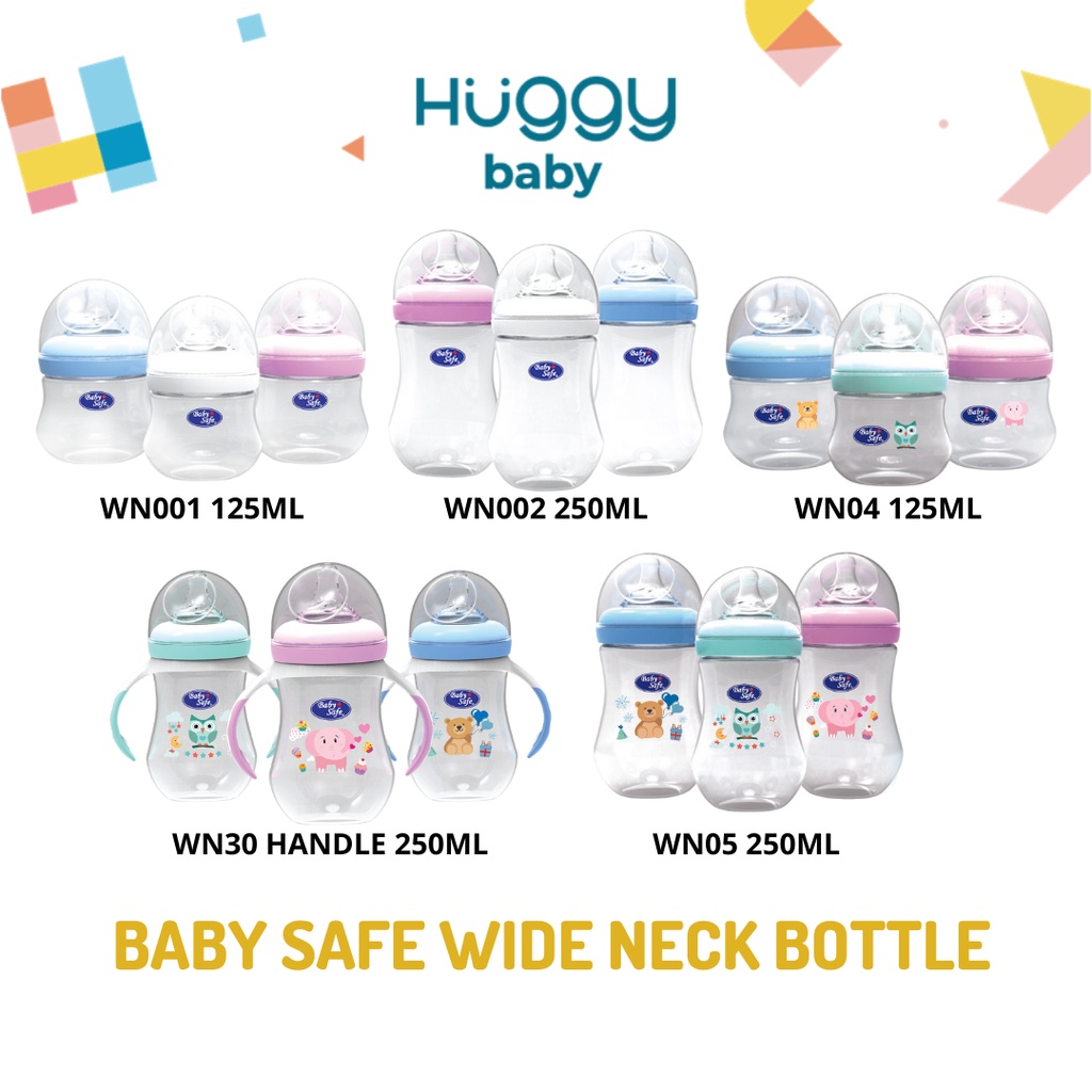 Baby Safe WN04 WN05 Wide Neck Bottle Motif Kartun Gambar Botol Susu