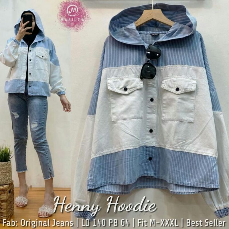 Jeselyn hoddie tunik jumbo LD140 mat jeans