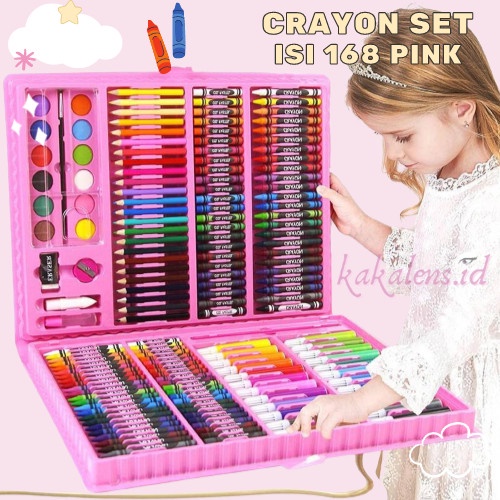 

[GRATIS ONGKIR] Crayon Anak Set Isi 168 Pcs Alat Lukis Anak Set Pensil Warna - Black TERJAMIN