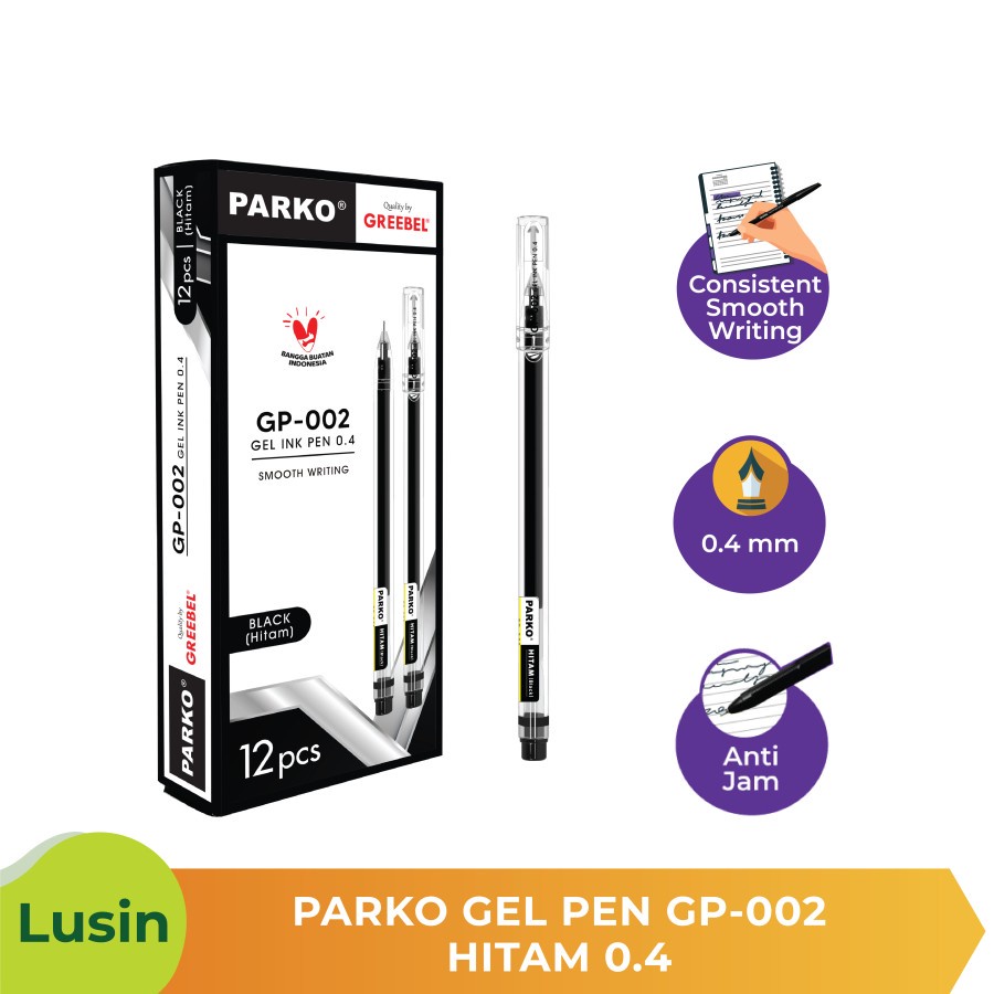 PARKO GEL PEN GP-002 HITAM 0.4