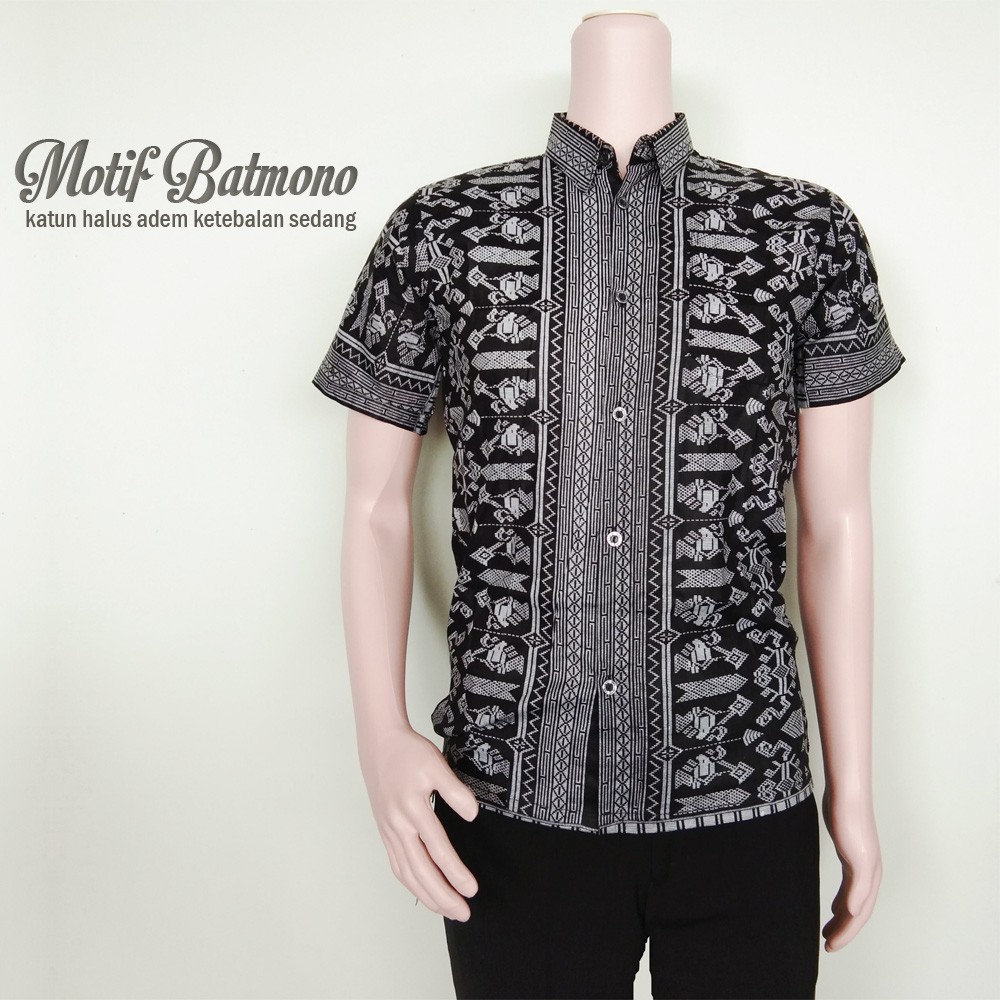 TROLISTORE BAJU  BATIK  PRIA  HEM KEMEJA ATASAN WARNA HITAM  