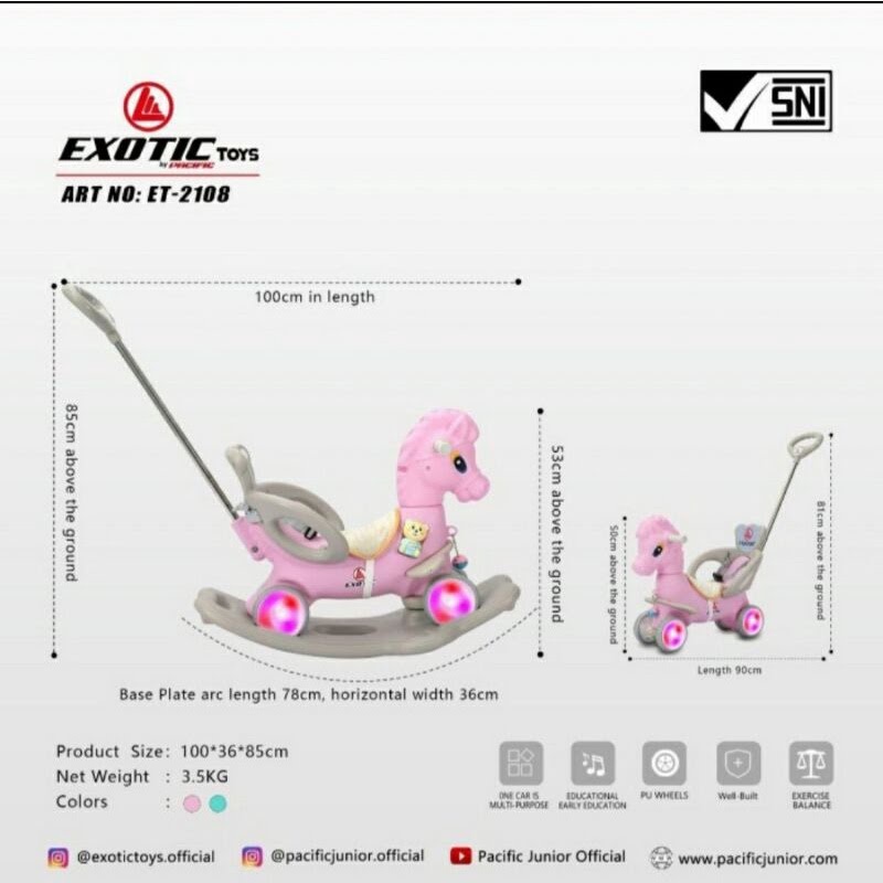 Exotic Ride On Mode 3 in 1 ET-2108 / Mainan Kuda-Kudaan Anak