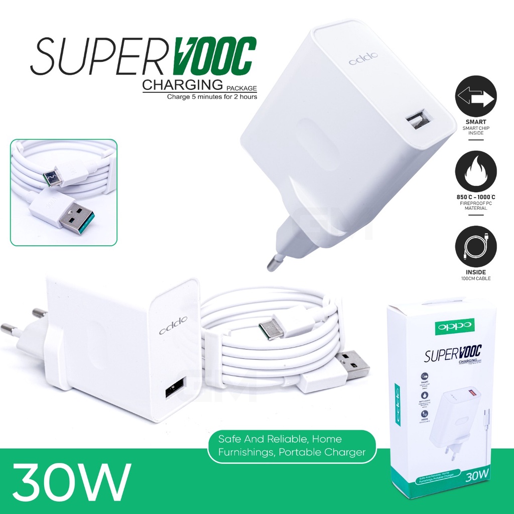 Travel Charger Original Oppo Super Vooc 30w Dan 65w Type C Super Fast Charging  Ori 100%