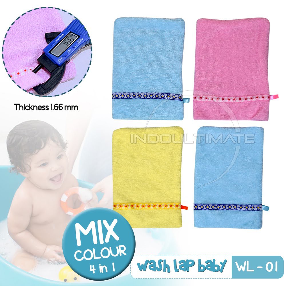 4 pcs Wash Lap Bayi Lap Mandi Bayi Waslap Mandi baby BY WL-01 - MIX COLOUR