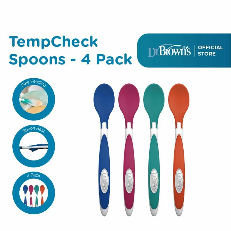 DR BROWNS TempCheck Spoon 4 Pack/ sendok Makan Baby