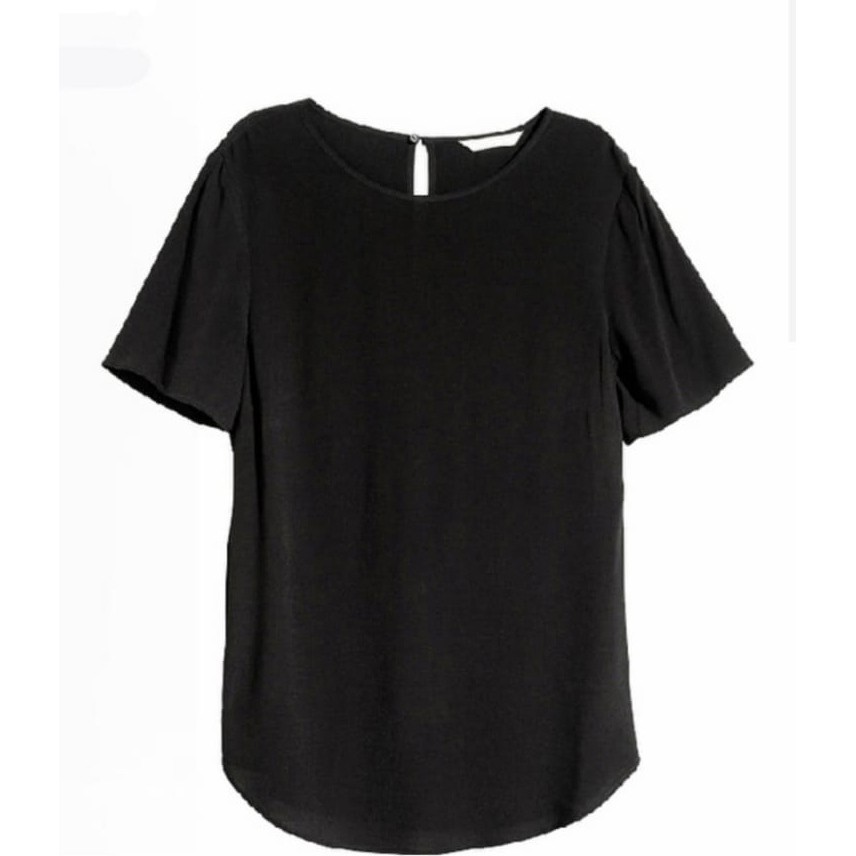 HNM HM HMB Shortsleeve Black Blouse hitam