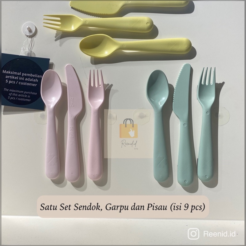 IKEA KALAS Set (Sendok, Garpu, dan Pisau) / Plastik/ Warna Warni