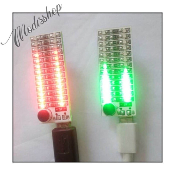 MINI AUDIO LEVEL AMPLIFIER 2X13 LED VU METER DISPLAY - HIJAU MUDA