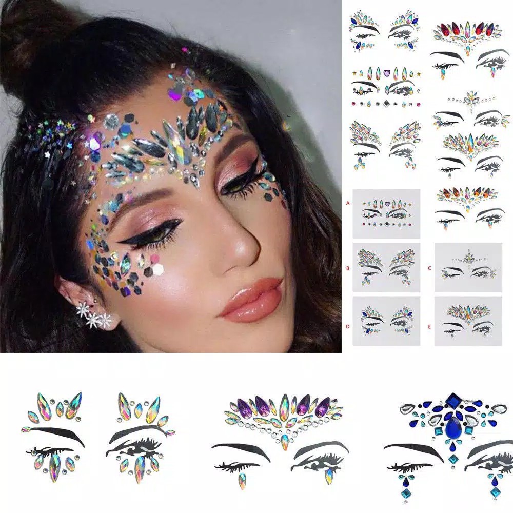 RCS✅ Face jewelry hiasan wajah bling bling hiasan wajah crystal face sticker face gems