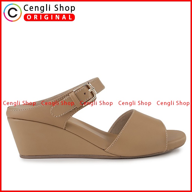 SANDAL WEDGES KULIT HUSH PUPPIES WANITA ORIGINAL TERBARU COKLAT HW41