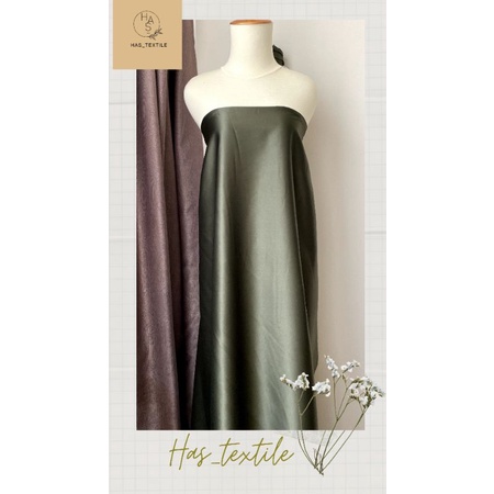 Kain Satin Velvet Premium Warna Hijau Army Bahan seragam Bahan Furing