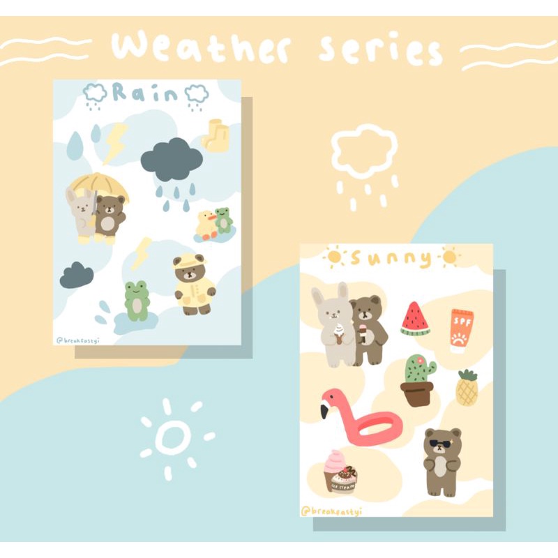 

weather series sticker sheet / A6 sticker / bear sticker