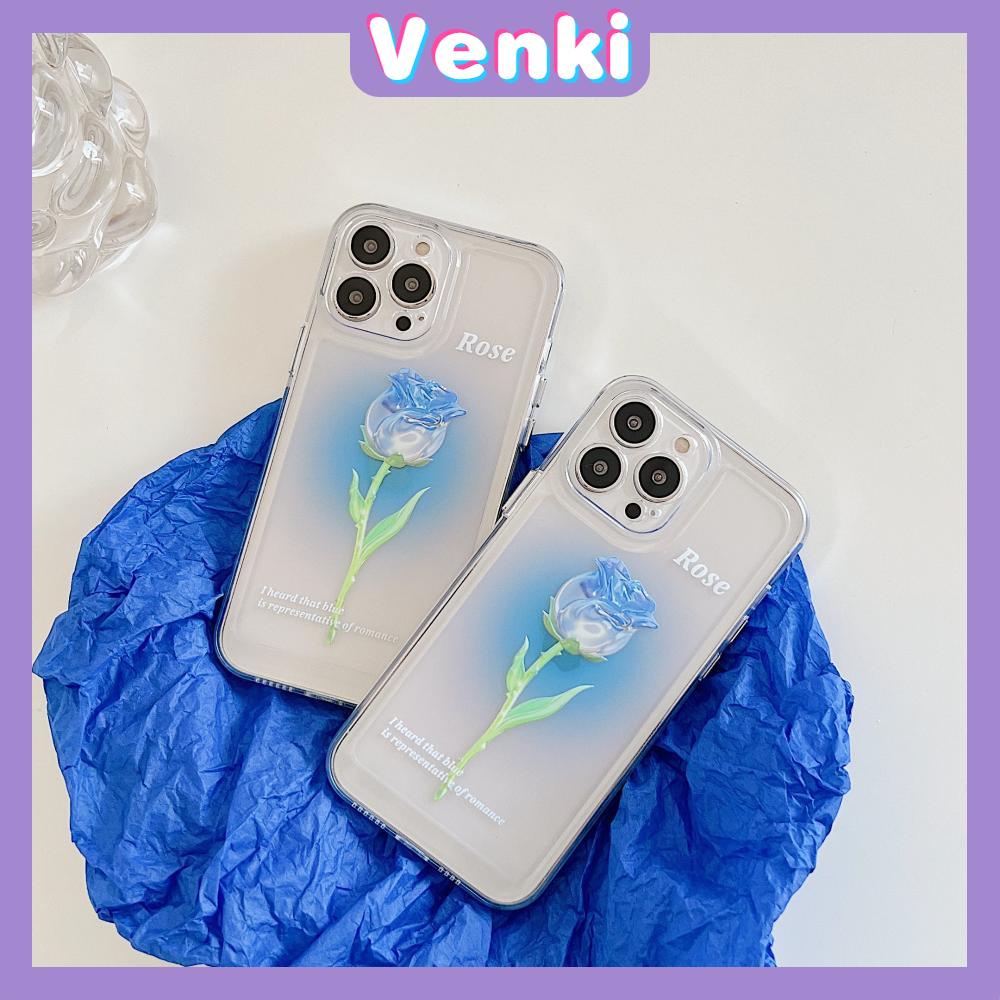 iPhone Case Luxury Silicone Soft Case Clear Case Shockproof Protection Camera Blue Rose Flower Compatible For iPhone 11 iPhone 13 Pro Max iPhone 12 Pro Max iPhone 7Plus iPhone xr