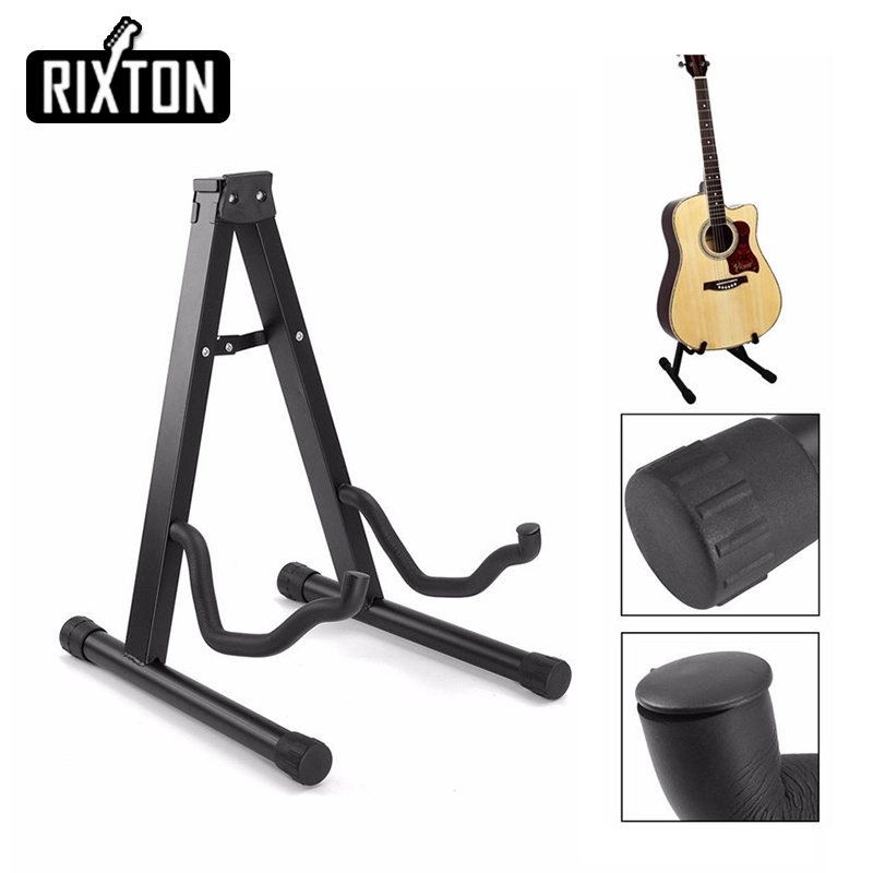 Rixton Lipat Lantai Gitar Stand Holder Portabel Lipat Ringan Floor Stand