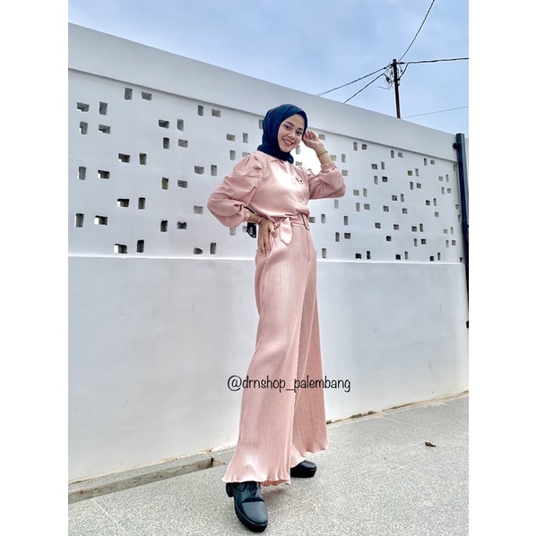 FILONA PLEAT JUMPSUIT PLISKET WANITA LENGAN PANJANG FASHION MUSLIM TERMURAH JUMBO