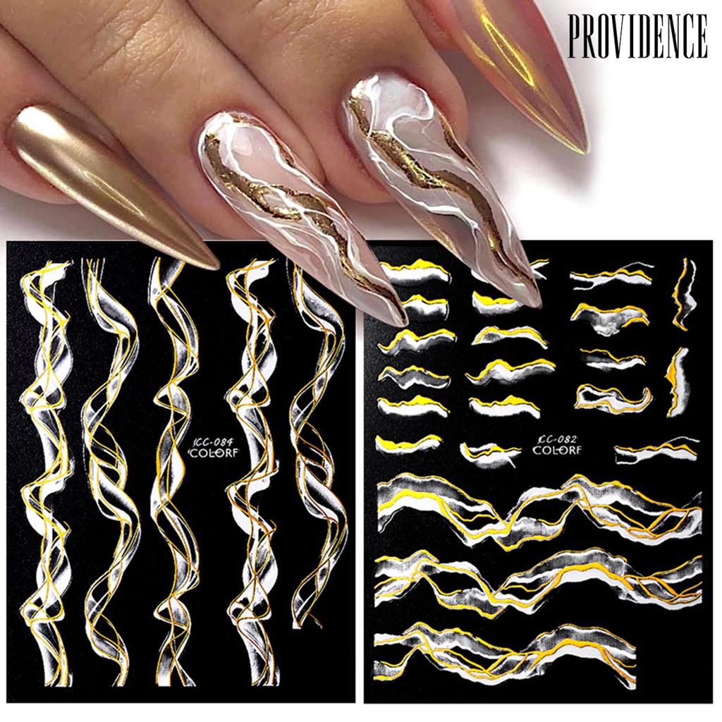 Providence 1 Lembar Stiker Kuku Ultra Tipis Motif Marmer Abstrak Untuk Manicure / Nail Art