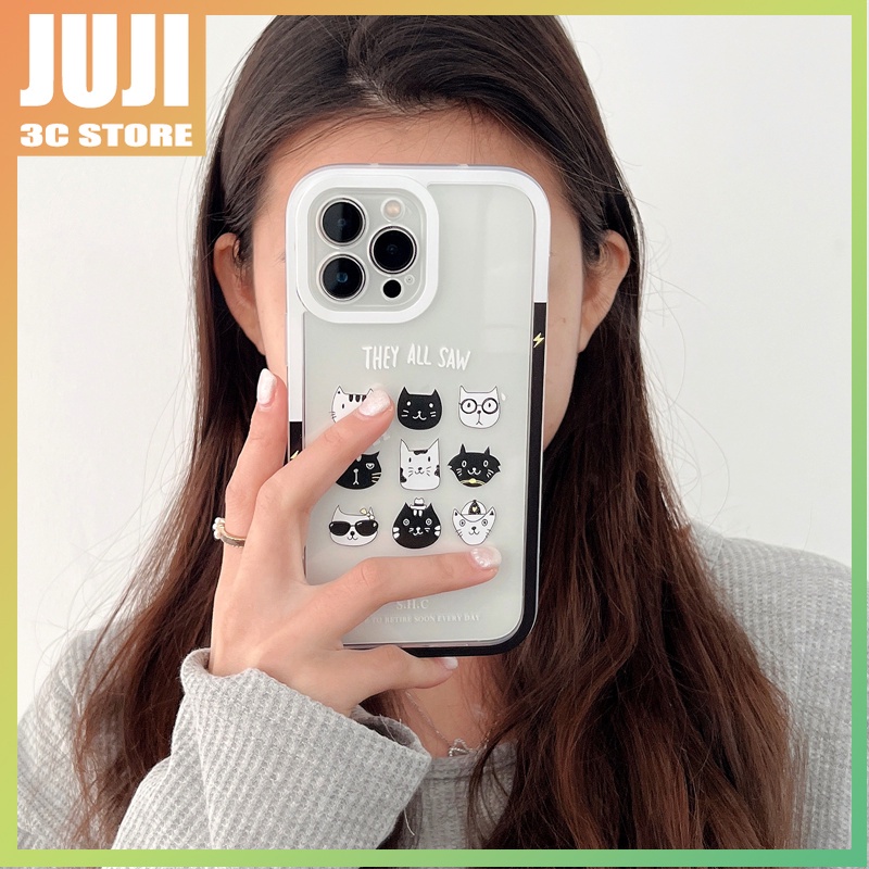 360 Derajat Motif Kartun Kucing Ekspresi Lucu° Soft case Transparan Shockproof Cover iphone x xs xr xsmax 11 12 13 pro max