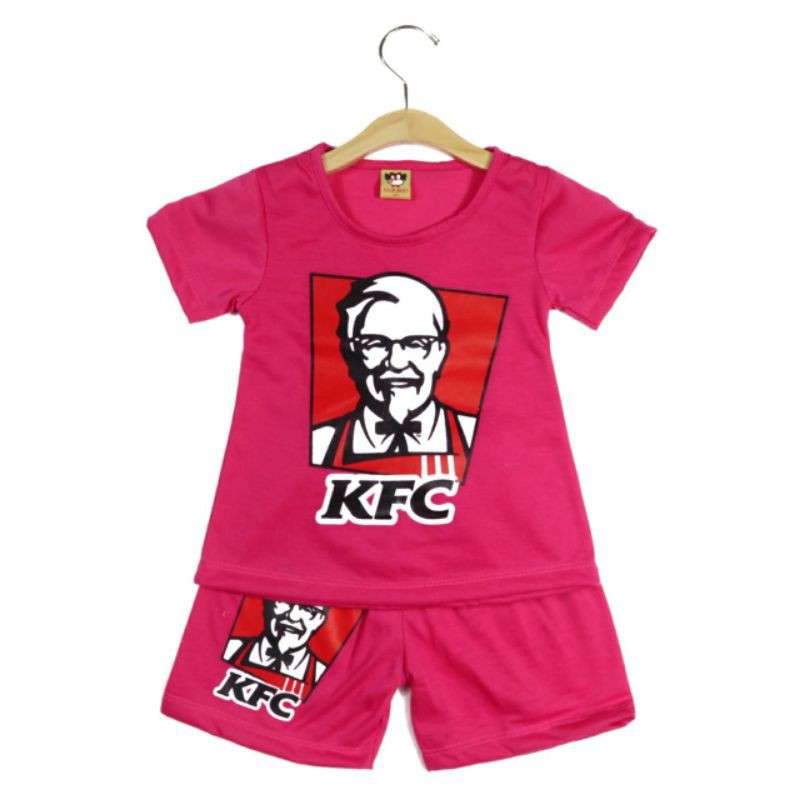 SETELAN BAJU ANAK PEREMPUAN SIKUNING MOTIF KFC 2-6 TAHUN NEW