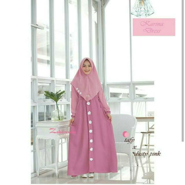 Karina Dress Set Khimar By Zabannia Gamis Branded Premium Original Busui Friendly Tali Serut