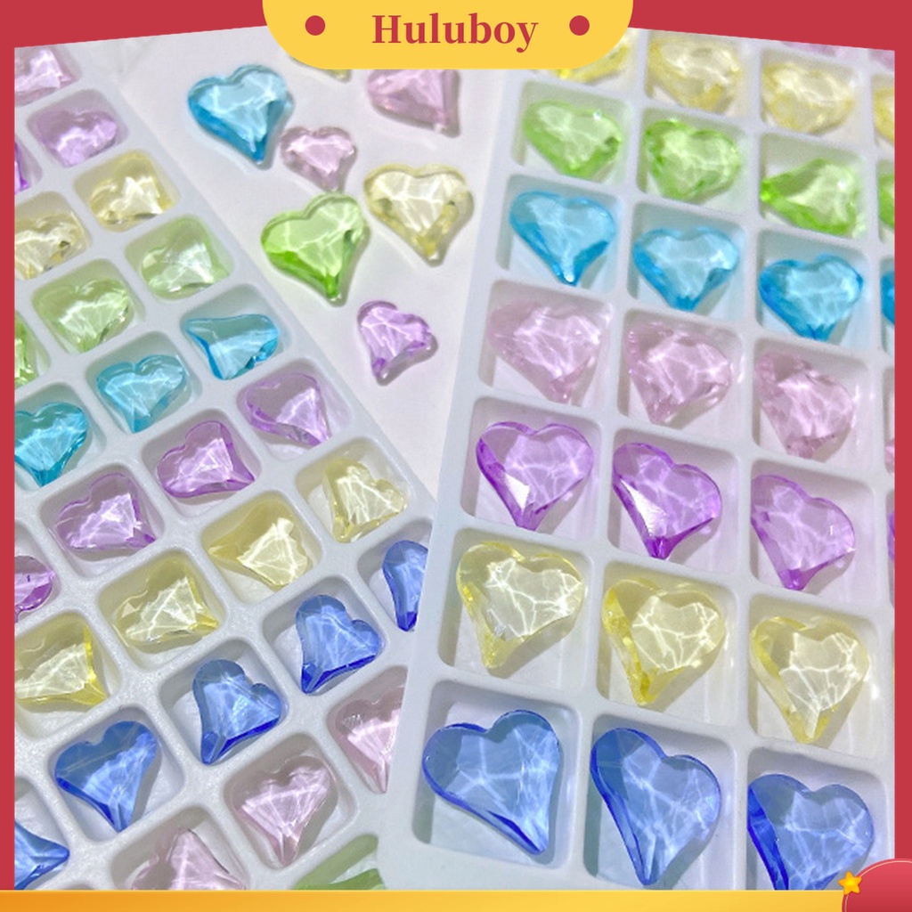 Huluboy Huluboy♡ 10pcs Charms Berlian Imitasi Bentuk Hati 3D Warna Campur Untuk Dekorasi Nail Art