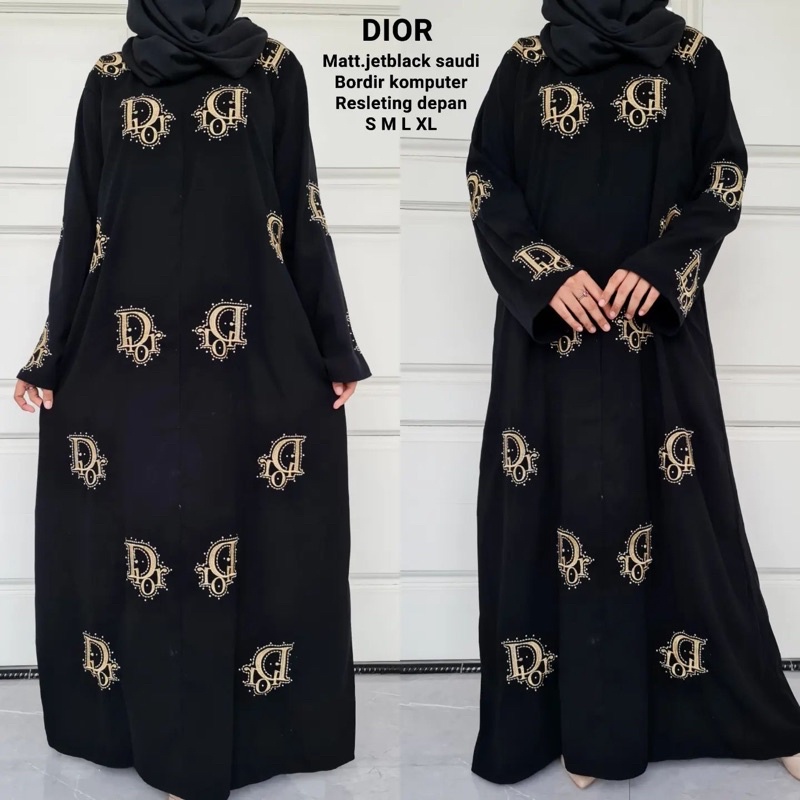 GAMIS HITAM ABAYA BORDIR DIOR BUSUI FRIENDLY SIZE KECIL SAMPAI JUMBO READY