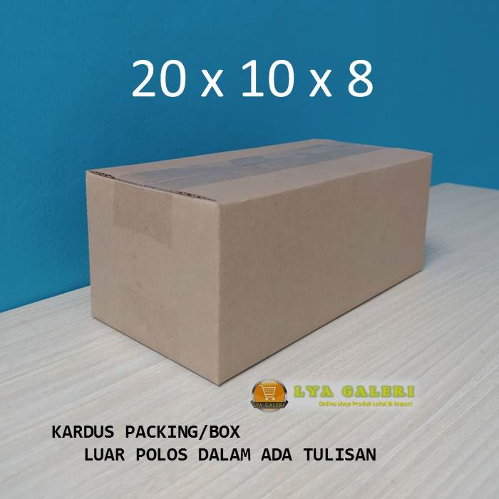 Karton Box Kardus Packing Uk.20x10x8 cm Luar Polos Dalam Ada Tulisan