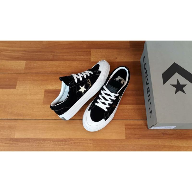sepatu converse one star pro alexis casual low pria bahan suede black white premium bnib