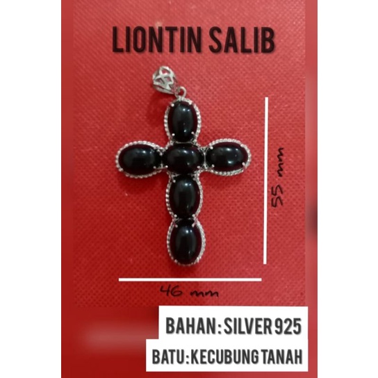 liontin salib batu kecubung tanah