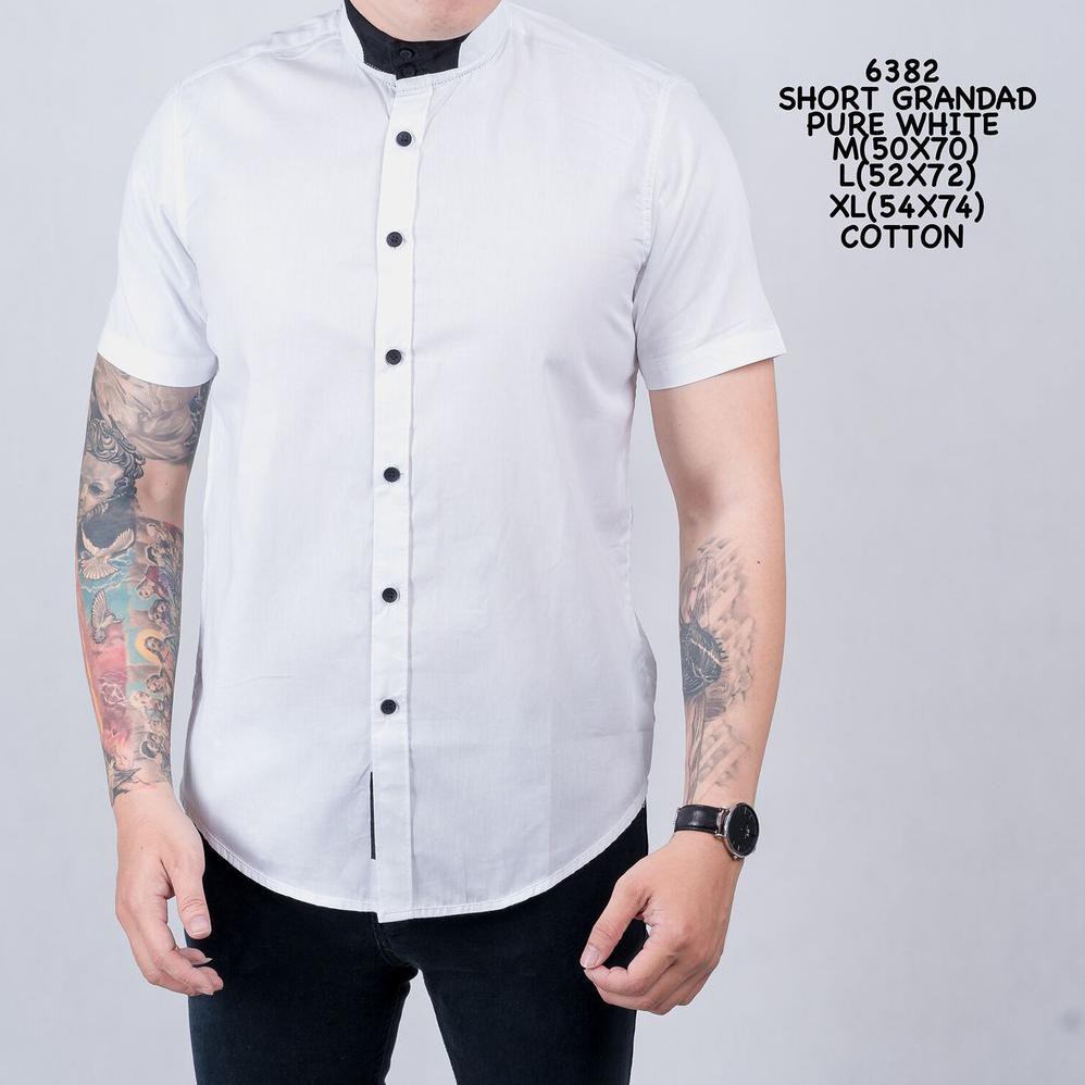 Credomenstore Kemeja Polos Pria Lengan Pendek Putih / Kemeja Cowok / Baju Distro Lte