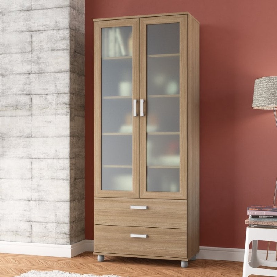 Lemari Buku Jati Minimalis 2 Pintu 90 cm