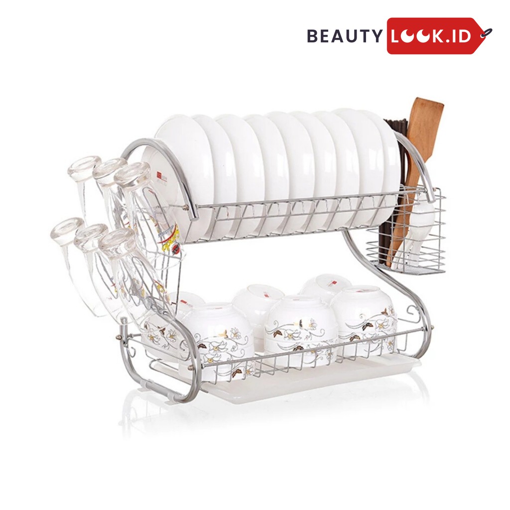 Rak Cuci Piring Rak Piring Tatakan Piring Rak Pengering Piring Rak Piring Wastafel Model Ganda Stain