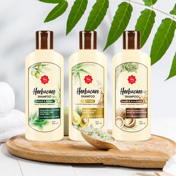 VIVA Herbacare Shampoo Conditioner-Perawatan Rambut Rontok, Ketombe, Anti Lepek 180ml (VIC)