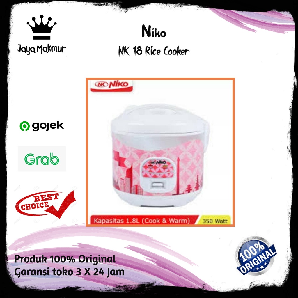 Niko NK-18 Penanak Nasi Serbaguna 1.8 Liter Teflon Non-Stick