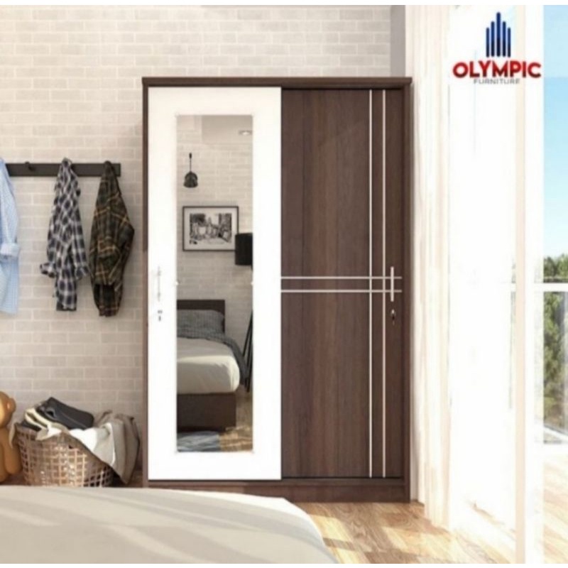 lemari pakaian lemari baju lemari full kaca 2 pintu