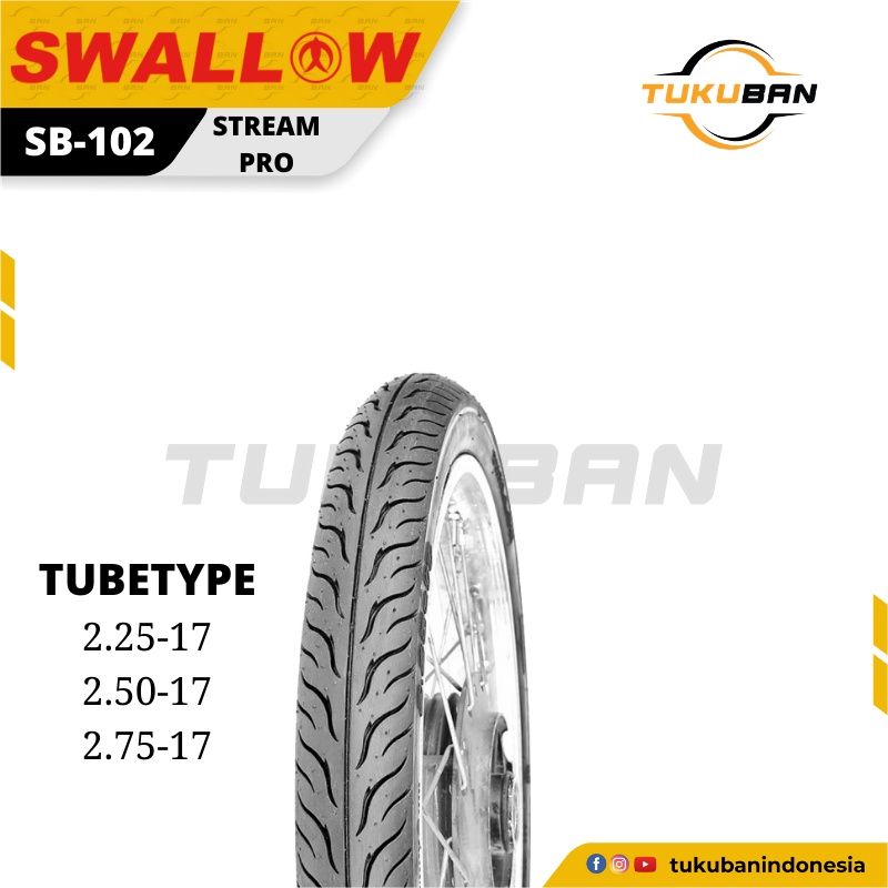 Ban Luar Motor Swallow SB-102 STREAM PRO 225 250 275 Ring 17 Tube Type Ban Motor Racing Baru Murah