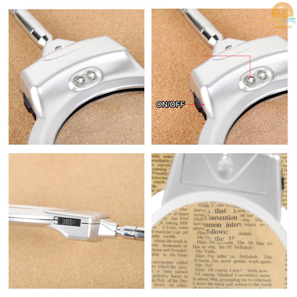 Pro Flexible Hands Free Magnifying Glass Desk Lamp Bright LED Light Magnifier with Clamp for Reading Diamond Painting