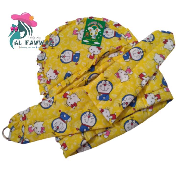 Gendongan bayi samping topi doraemon
