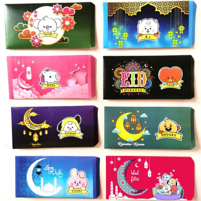 BT21 Amplop Envelope Lebaran (panjang) BTS Lucu Cute Angpao Envelope Ramadan Idul Fitri Eid al Fitr