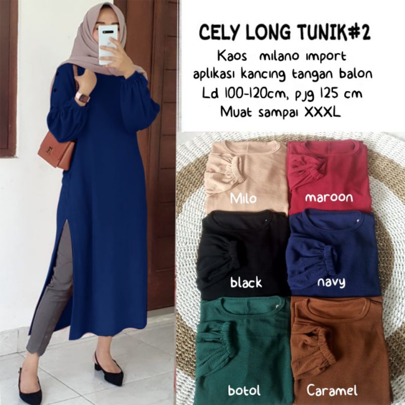 Cely Long Tunik - Tunik Milano Premium LD100+ / R.10 - 291-6224