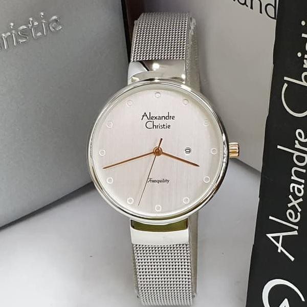 Jam Tangan Wanita Alexandre Christie AC 2509 Original - Silver unisex