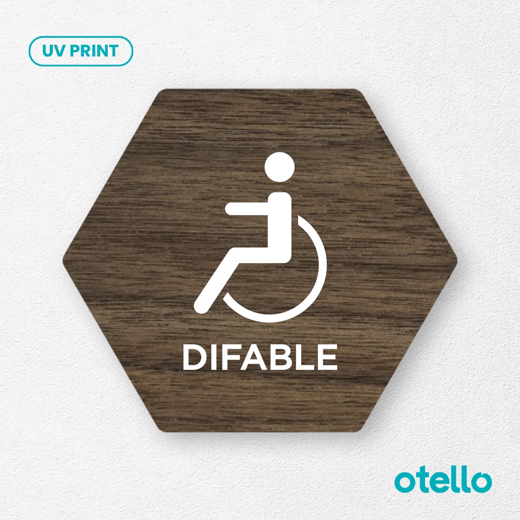 Signage Difable Toilet Sign Board Disabilitas Disability Papan Kayu Print Tulisan Label Restroom WC