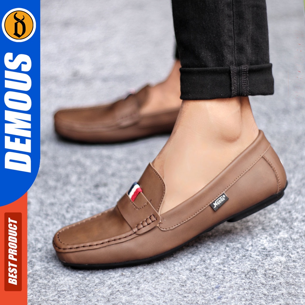 Sepatu Slip On Pria Sepatu Casual Pria Kulit Pu Kerja Kantor Kuliah Kondangan Sepatu Slop Pria Sepatu Hitam Pria DEMOUS FRANSC