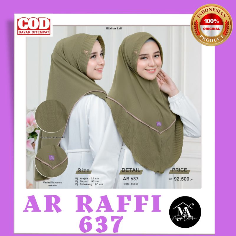 HIJAB AR RAFI 637 KERUDUNG AR RAFI INSTAN DEWASA PLISKET LIST