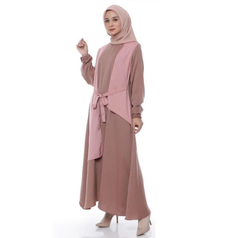 Dress Chandra - Pink Choco - Baju pakaian dress gamis wanita dewasa remaja