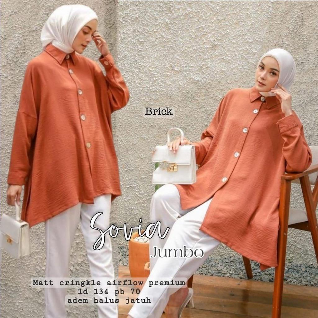 1KG MUAT 5PCS | SOVIA OVERSIZE BLOUSE FLOWY AIRFLOW CRINKLE HITS OOTD FASHION WANITA TERMURAH